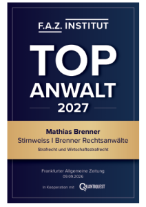 TOP Lawyer 2027 Seal Criminal Law and White-Collar Criminal Law – F.A.Z., Mathias Brenner